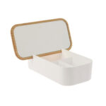 Κουτί Αποθήκευσης PS/Bamboo με Καθρέπτη 26x13x7cm White/Natural MRShome - Image 2