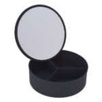 Κουτί Αποθήκευσης PP με Καθρέπτη Φ15x5.5cm Black-3C MRShome