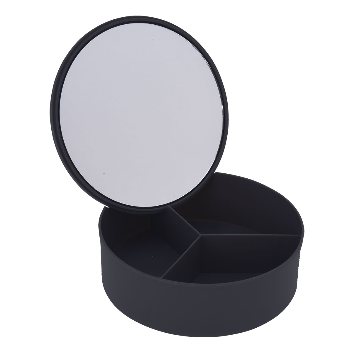 df-0060001 Κουτί Αποθήκευσης PP με Καθρέπτη Φ15x5.5cm Black-3C MRShome - Image 1