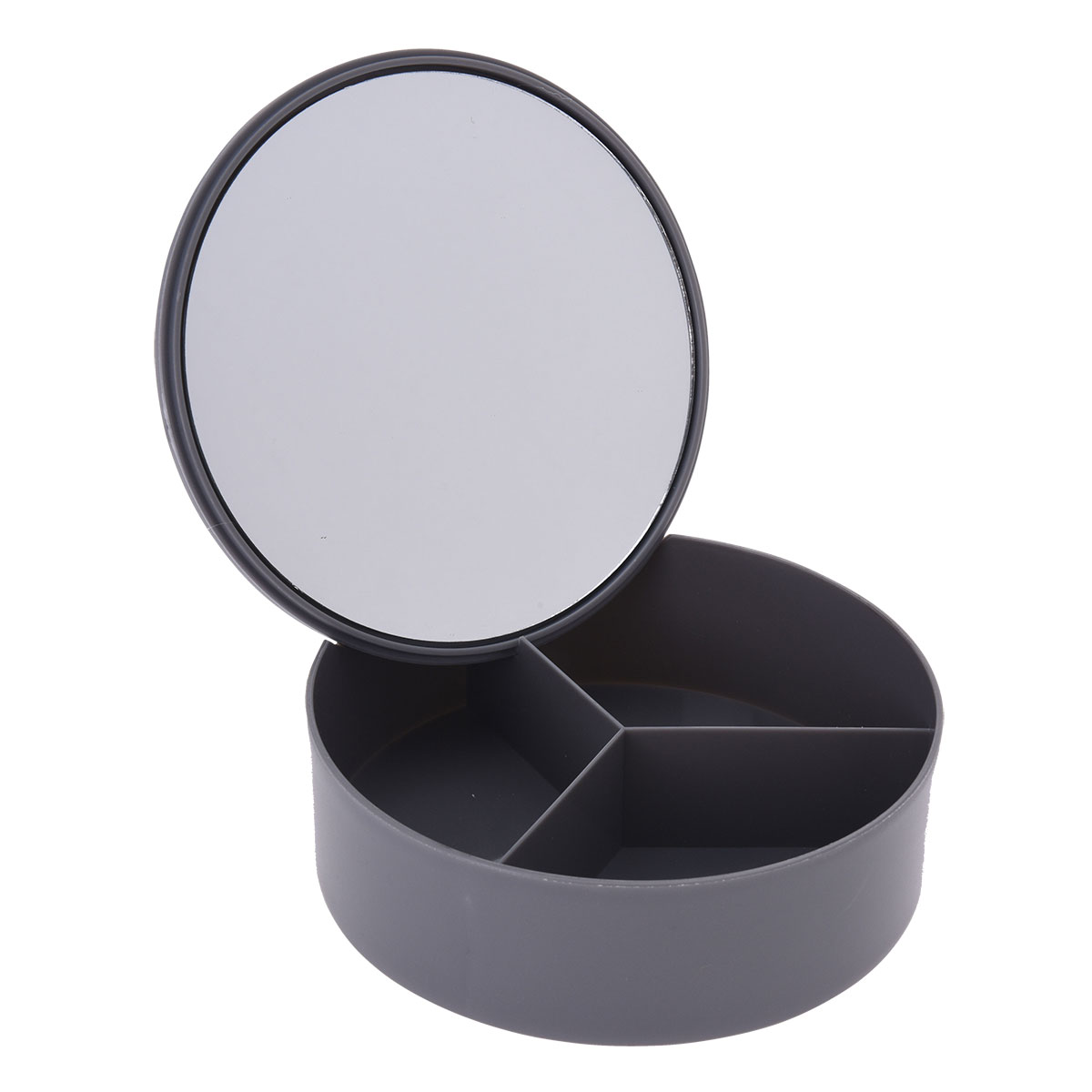 df-0060002 Κουτί Αποθήκευσης PP με Καθρέπτη Φ15x5.5cm Cool Grey-10C MRShome - Image 1