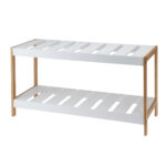 Παπουτσοθήκη 2 Επιπέδων από Bamboo/MDF 70x26x36cm Natural/White MRShome