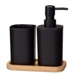 Σετ Μπάνιου από PP 3 Τεμαχίων Black/Natural MRShome
