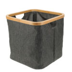 Καλάθι Αποθήκευσης Polyester με Bamboo 30.5x30.5x30cm Deep Grey MRShome