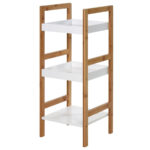 Ραφιέρα Μπάνιου από Bamboo & MDF με 3 Ράφια Natural/White MRShome