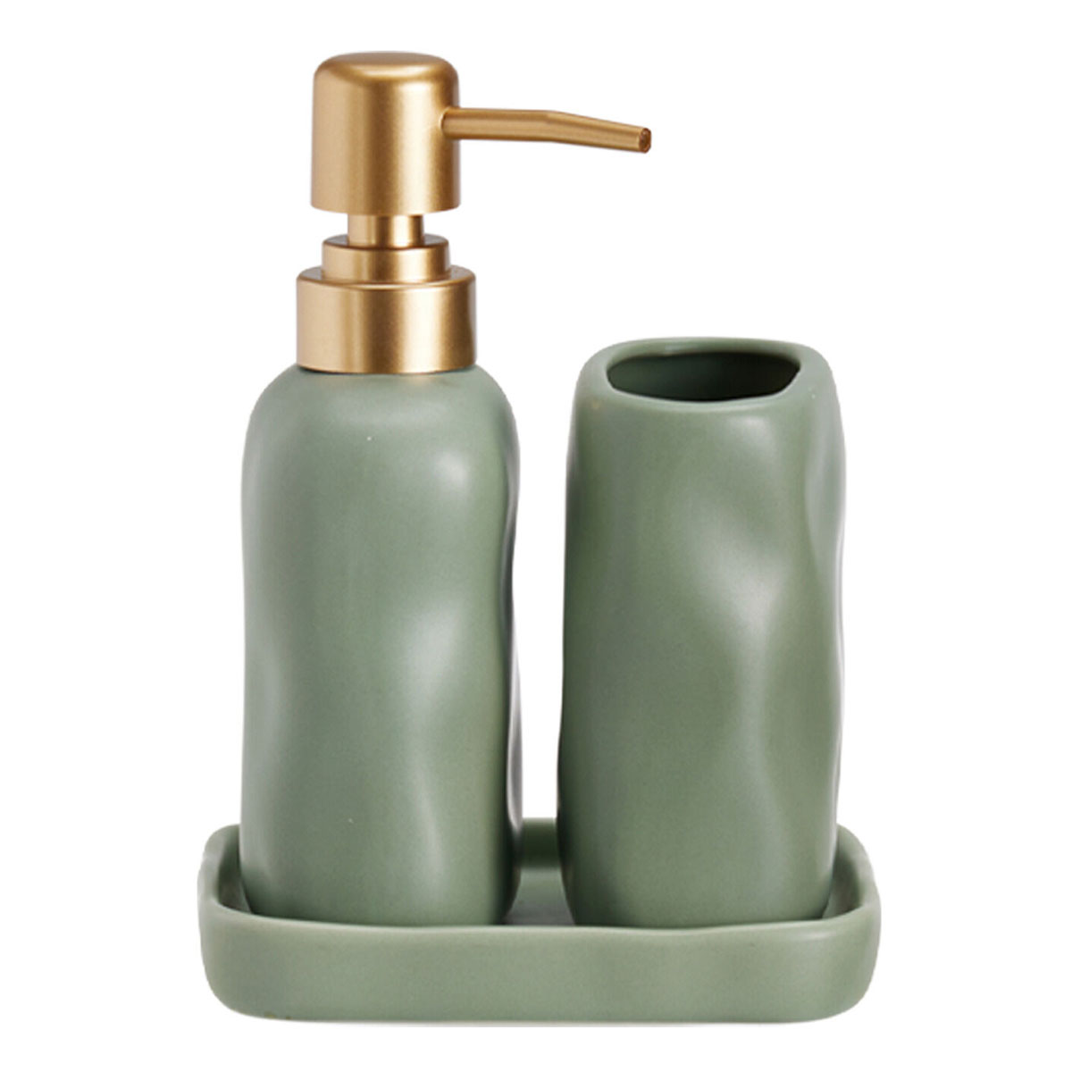 df-0093003 Σετ Μπάνιου Stoneware 3 Τεμαχίων Green 5635U MRShome - Image 1