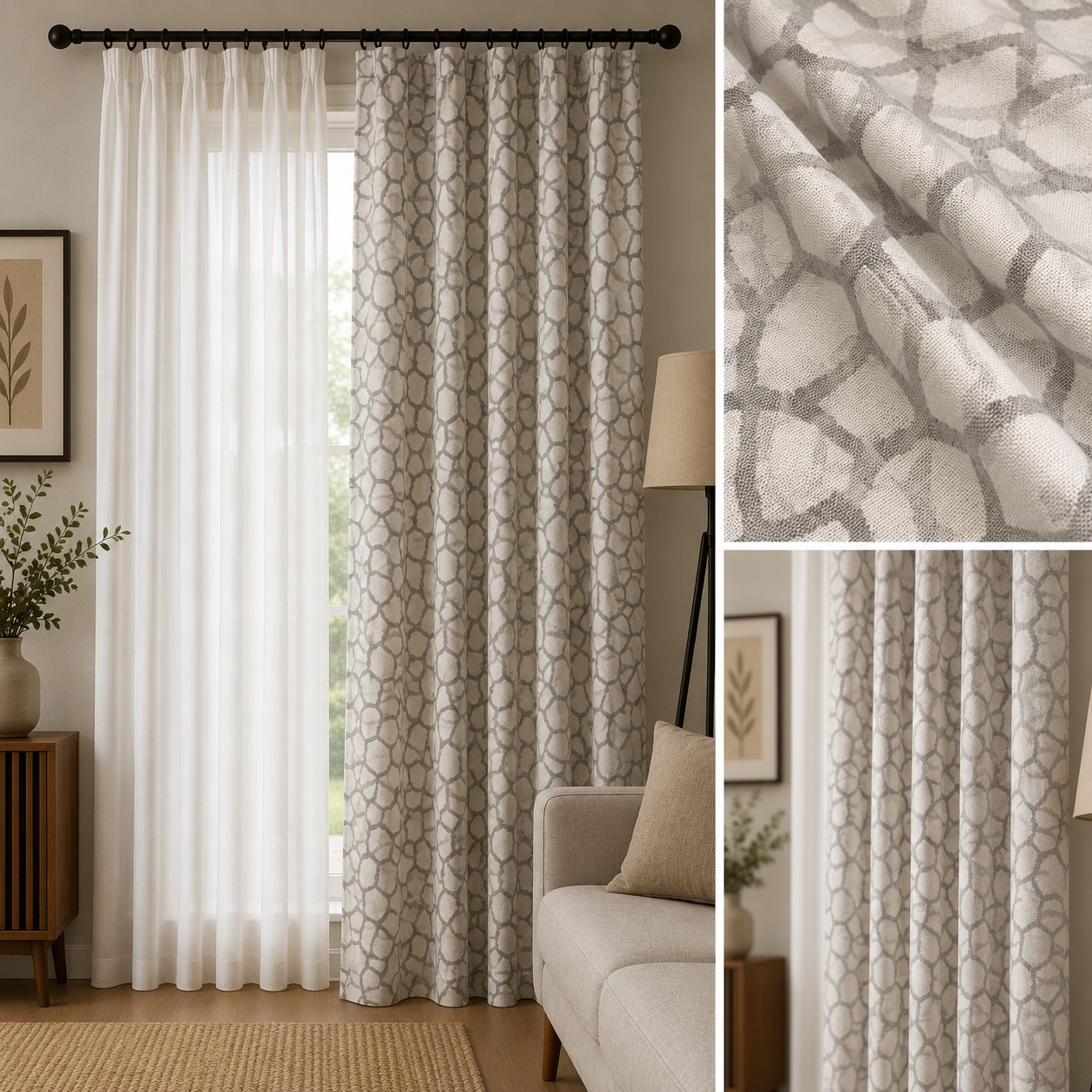 gk-stone.02-zakar Γκρι κουρτίνα Ζακάρ Stone 02 με γεωμετρικό σχέδιο