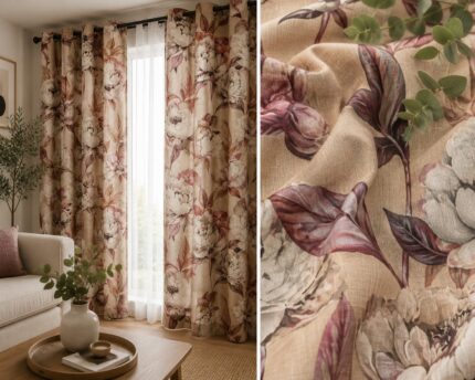 Κουρτίνα Floral Καραβόπανο Linen Look 2.80m