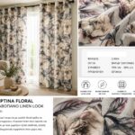 Κουρτίνα Floral Καραβόπανο Linen Look Εκρού 2.80m
