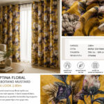 Κουρτίνα Floral Καραβόπανο Mustard Linen Look 2.80m
