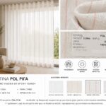 Ημιδιάφανη κουρτίνα Pol Riga linen look με διακριτικές ροζ ρίγες