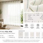 Ημιδιάφανη κουρτίνα Pol Riga linen look με διακριτικές πράσινες ρίγες
