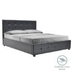 Κρεβάτι Roi pakoworld 160x200 PU μαύρο ματ + αποθηκευτικό χώρο - Image 2
