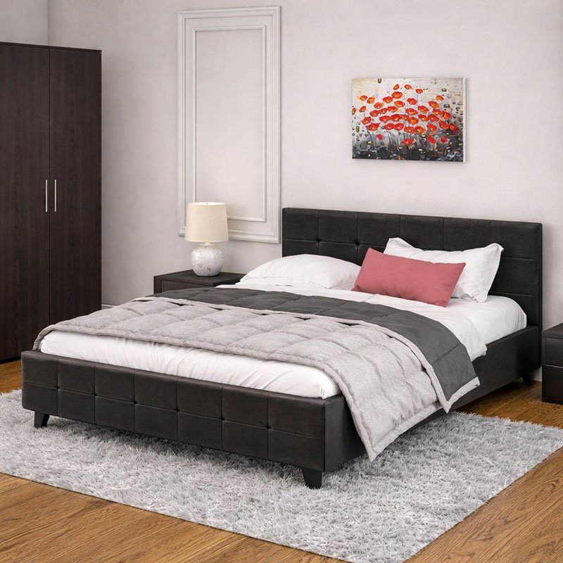 006-000017 Κρεβάτι Roi pakoworld 160x200 PU μαύρο ματ + αποθηκευτικό χώρο - Image 1