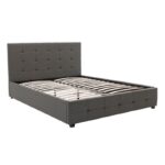 Κρεβάτι Roi pakoworld 160x200 ύφασμα ανθρακί + αποθηκευτικό χώρο - Image 5