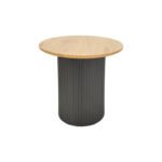 Βοηθητικό τραπέζι Dovel pakoworld mdf σε sonoma -μαύρο μέταλλο Φ50x50εκ - Image 2