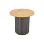 Βοηθητικό τραπέζι Dovel pakoworld mdf σε sonoma -μαύρο μέταλλο Φ50x50εκ - Image 3