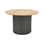 Τραπέζι σαλονιού Dovel pakoworld mdf σε sonoma-μαύρο μέταλλο Φ70x45εκ - Image 2