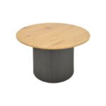 Τραπέζι σαλονιού Dovel pakoworld mdf σε sonoma-μαύρο μέταλλο Φ70x45εκ - Image 3