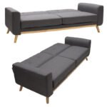 Καναπές-κρεβάτι Carmelo Pakoworld ανθρακί ύφασμα 214x80x86εκ - Image 4