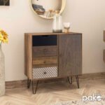 Μπουφές Boho pakoworld με συρτάρια-ντουλάπι καρυδί μεταλλικά πόδια 79,5x39,5x86εκ - Image 2