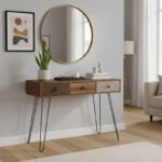 Κονσόλα Boho pakoworld καρυδί με μεταλλικά πόδια 100x50,5x74,5εκ