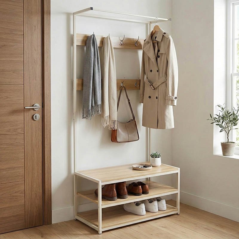 072-000036 Έπιπλο εισόδου Πορτ Μαντώ Ralph pakoworld MDF φυσικό-λευκό 80x40x170εκ - Image 1