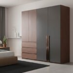Ντουλάπα Sonlen pakoworld σε καρυδί-ανθρακί απόχρωση 160x52x195εκ - Image 2