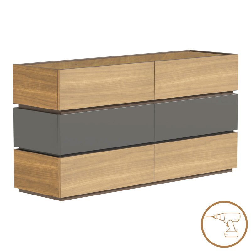072-000102 Συρταριέρα Sonlen pakoworld mdf σε ανθρακί-sonoma απόχρωση 120x40x72εκ - Image 1