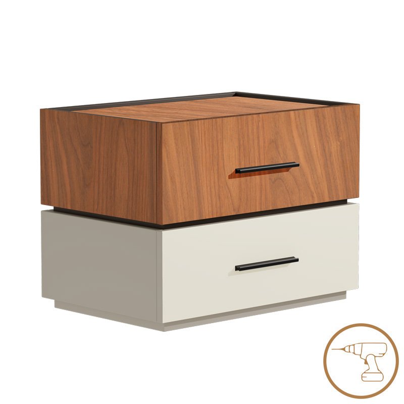 072-000105 Κομοδίνο Sonlen pakoworld mdf σε καρυδί-μπεζ απόχρωση 60x40x44.5εκ - Image 1
