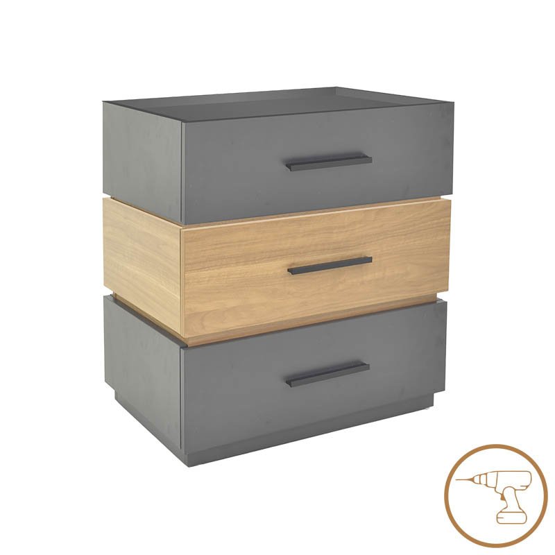 072-000107 Κομοδίνο Sonlen pakoworld mdf σε sonoma-ανθρακί απόχρωση 60x40x66εκ - Image 1