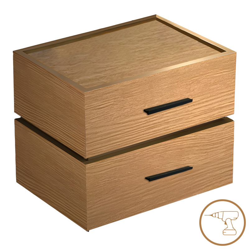 072-000140 Κομοδίνο Sonlen pakoworld mdf σε oak απόχρωση 60x40x44.5εκ - Image 1