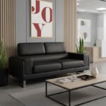 Καναπές Shea pakoworld 3θέσιος pu μαύρο-inox 198x80x87εκ - Image 2
