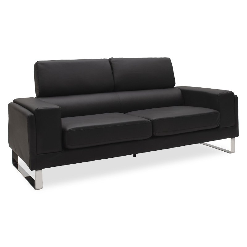 074-000009 Καναπές Shea pakoworld 3θέσιος pu μαύρο-inox 198x80x87εκ - Image 1