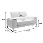 Καναπές Shea pakoworld 2θέσιος PU ivory-inox 158x80x87εκ - Image 7