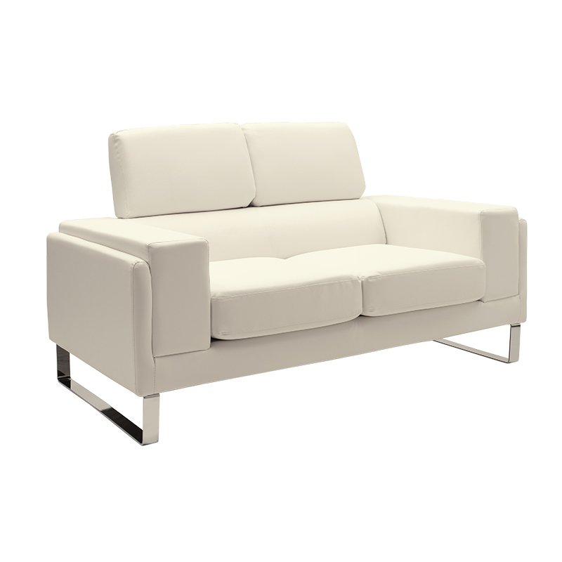 074-000011 Καναπές Shea pakoworld 2θέσιος PU ivory-inox 158x80x87εκ - Image 1