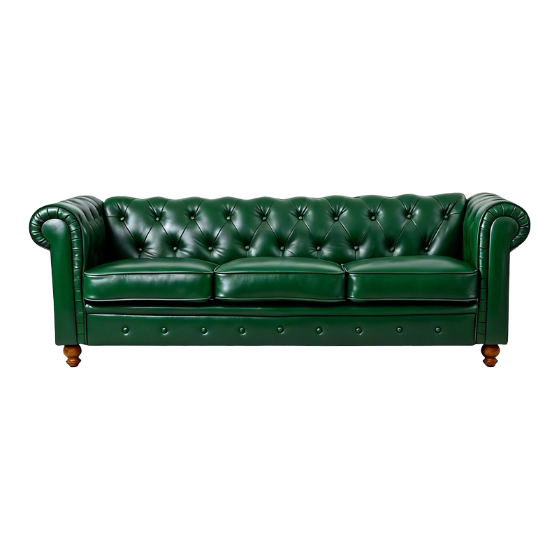 074-000084 Kαναπές τριθέσιος τ. Chesterfield pakoworld pu κυπαρισσί 203x84x67εκ - Image 1