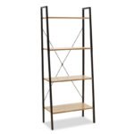 Βιβλιοθήκη- Ραφιέρα Ramon pakoworld φυσικό-μαύρο 60x23x145,5εκ - Image 2