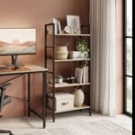 Βιβλιοθήκη- Ραφιέρα Ramon pakoworld φυσικό-μαύρο 60x28x125,5εκ - Image 2
