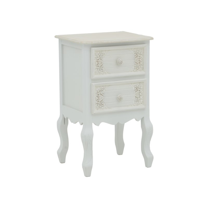 087-000010 Κομοδίνο Pazlen Inart mdf σε λευκή αντικέ απόχρωση 40x45x65εκ - Image 1