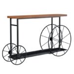 Κονσόλα Bike pakoworld χρώμα μαύρο-καρυδί 148x28x85εκ - Image 2