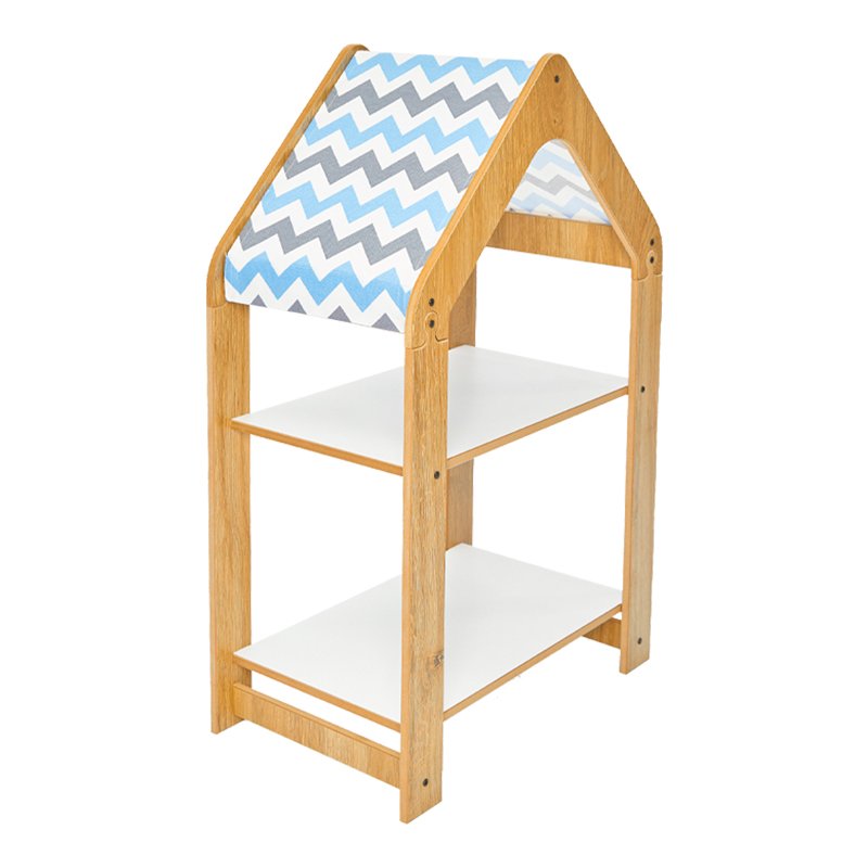 120-000426 Ραφιέρα τ. Montessori Zoilen pakoworld φυσικό-λευκό-μπλε mdf 50x30x80εκ - Image 1