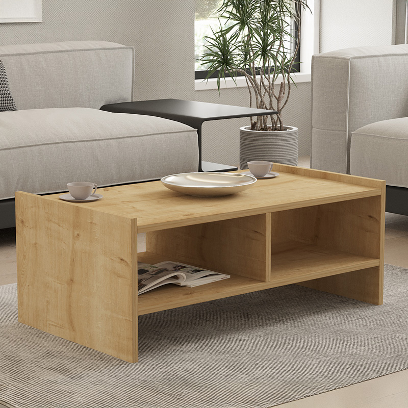 120-000513 Τραπέζι σαλονιού Tiena pakoworld σε oak απόχρωση 90x50x35εκ - Image 1