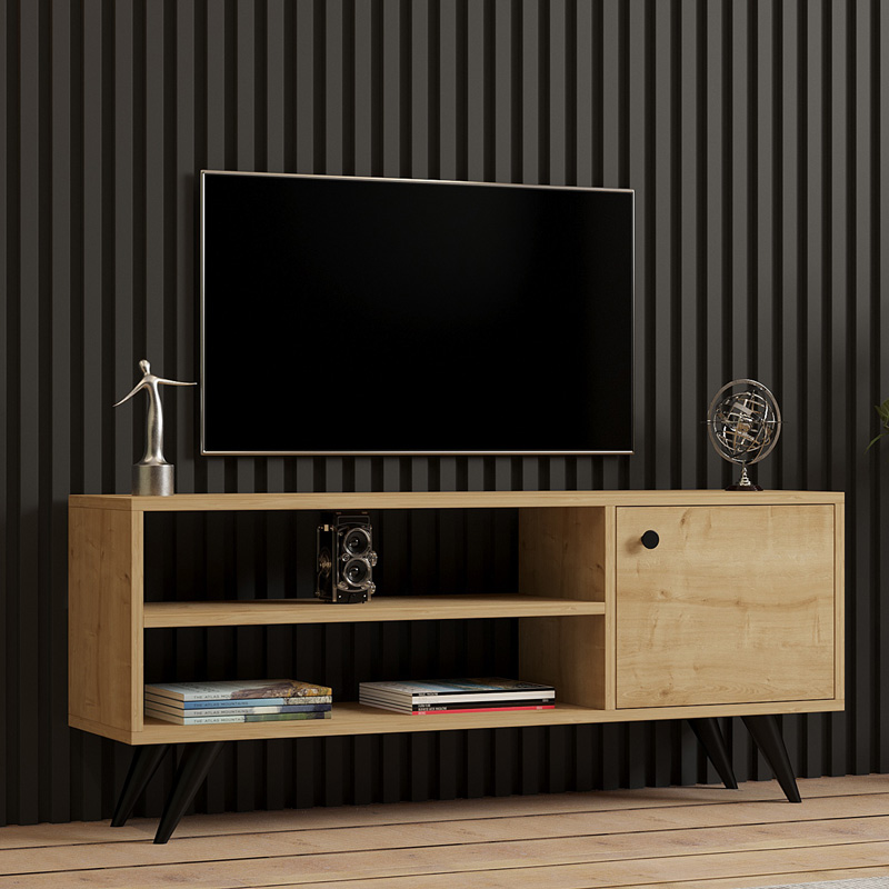 120-000542 Έπιπλο τηλεόρασης Wison pakoworld σε oak απόχρωση 120x29x50εκ - Image 1