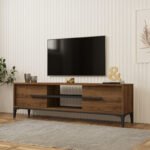 Έπιπλο τηλεόρασης Eslem pakoworld καρυδί με ανθρακί 160x34,6x48,1εκ