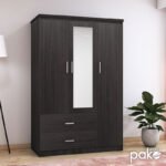Ντουλάπα ρούχων τρίφυλλη OLYMPUS pakoworld χρώμα wenge 120x57x183εκ - Image 3