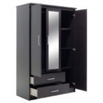 Ντουλάπα ρούχων τρίφυλλη OLYMPUS pakoworld χρώμα wenge 120x57x183εκ - Image 5