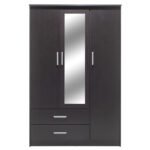 Ντουλάπα ρούχων τρίφυλλη OLYMPUS pakoworld χρώμα wenge 120x57x183εκ - Image 6