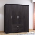 Ντουλάπα ρούχων τετράφυλλη OLYMPUS pakoworld χρώμα wenge 159x57x183εκ - Image 3