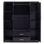 Ντουλάπα ρούχων τετράφυλλη OLYMPUS pakoworld χρώμα wenge 159x57x183εκ - Image 4
