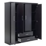 Ντουλάπα ρούχων τετράφυλλη OLYMPUS pakoworld χρώμα wenge 159x57x183εκ - Image 5